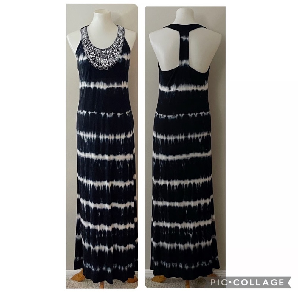 INC International Concepts Beach Black Tie Dye Embellished Dress Size XL